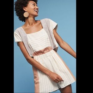 Anthropologie Linen Romper with open back detail